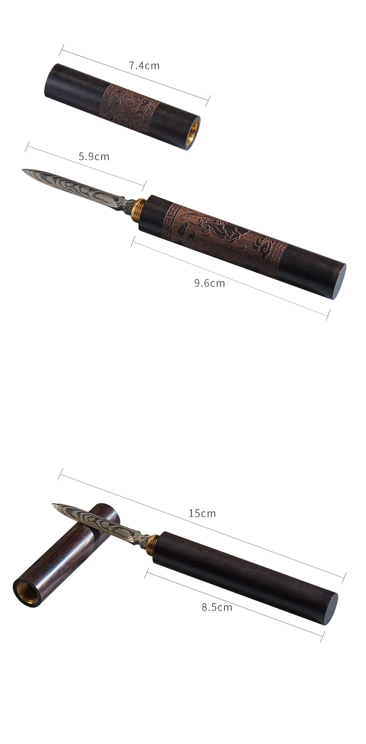 Description Picture 3 of itemStainless Steel Ebony Chinese Puer Tea Needle Cutter, Damascus Knife, 1Pc