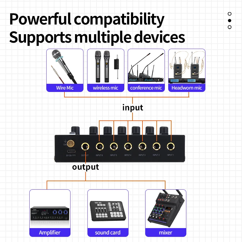 Channels Stereo Mixer Mini Professional Sound Mixer Audio Portable Low-Noise Line for Recording audio mixer