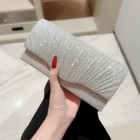 Glitter Ladies Silver Clutch Bag Envelope Evening Bag Fashion Elegant Long Purse Women Chain Shoulder Bags Wedding Party Handbag - Image 2