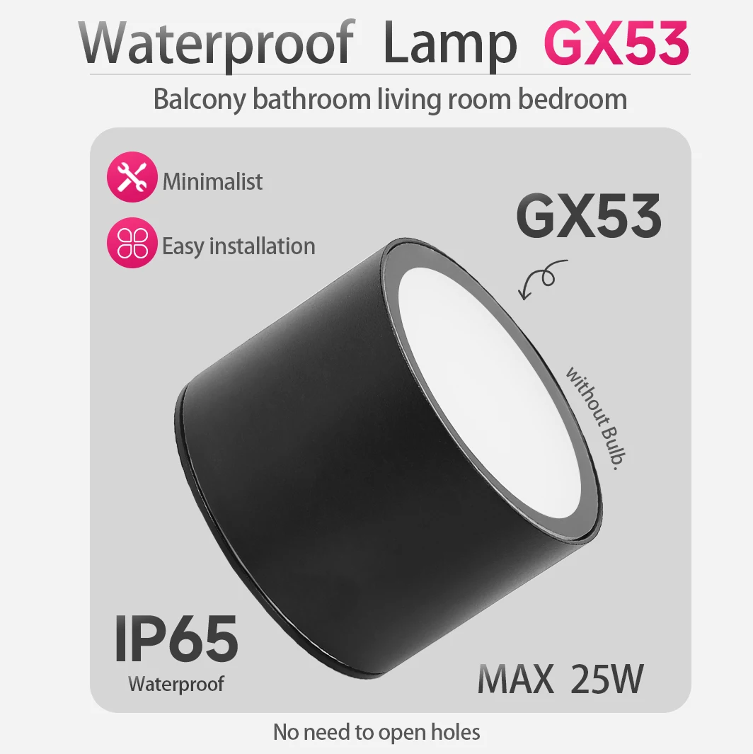 LED 방수 다운라이트 GX53 천장 스포트라이트 Led 천장 램프 85-265V 스팟 램프 거실 욕실 침실 장