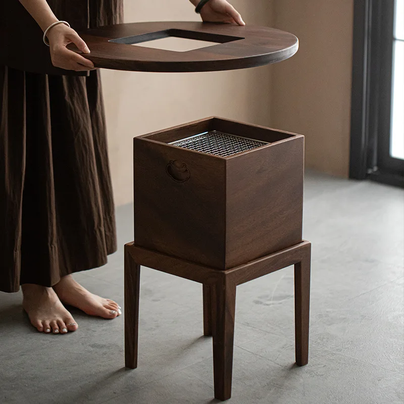 

Miyan Japanese style fire bowl carbon stove box walnut wood combination stove tea set tea space edge stove tea table heating tea