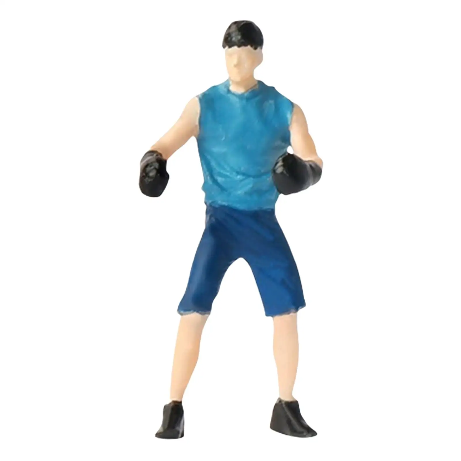 Realistic 1:64 Figures Boxing Man Figurines Ornament Tiny People for Dollhouse Layout