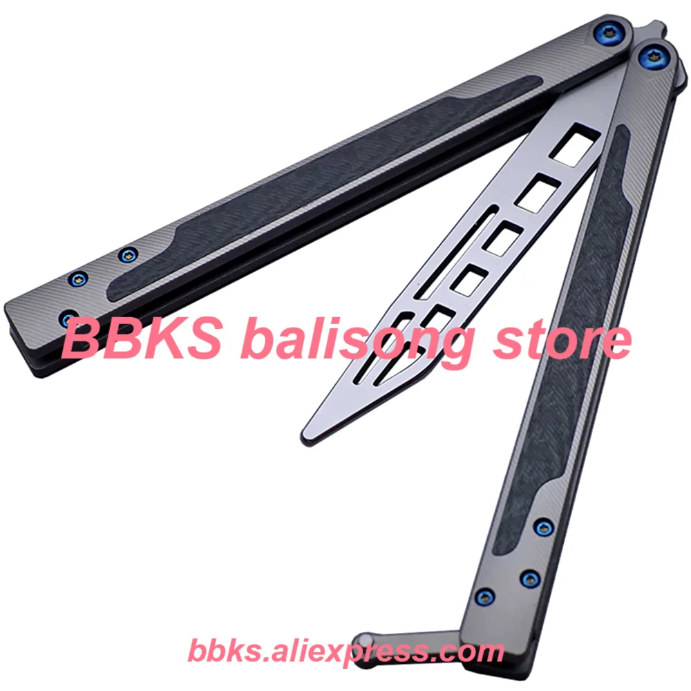 

Theone EX10 Clone Balisong Trainer Butterfly Trainer Knife Carbon Fiber+Titanium Handle Bushings System Outdoor Safe EDC