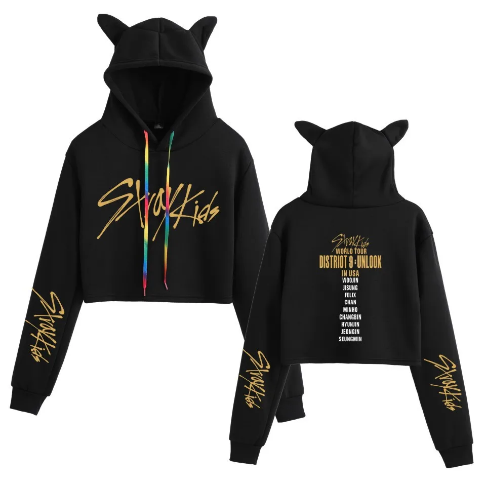 

Stray Kids Hoodies Sweatshirts Women Y2k Cat Ears Hoodie Kawaii Streetwear Sweatshirt Crewneck Pullover Autumn Winter Outwear