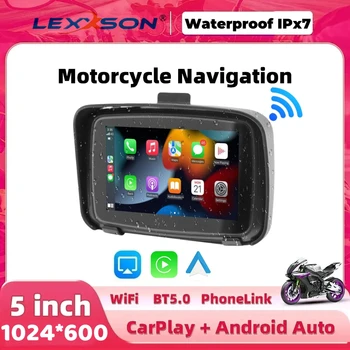 Navigazione GPS WiFi da 5 pollici per moto impermeabile per schermo Apple Carplay Monitor automatico Android wireless per moto portatile