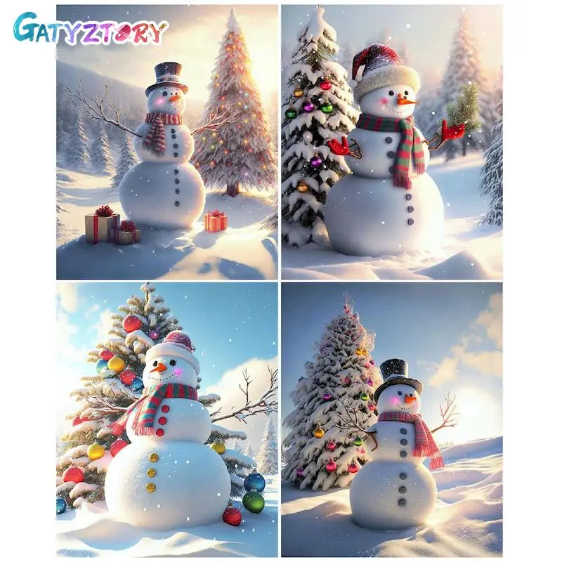 

GATYZTORY Decorative Paint By Numbers Frame Snow Man Coloring By Numbers Picture Paint On Canvas Gift For Christmas