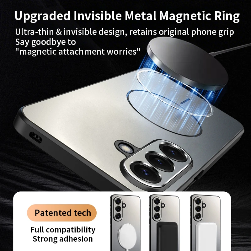 Enhanced Magnetic Matte Shockproof Phone Case - TPU+PC Wireless Charging Cover