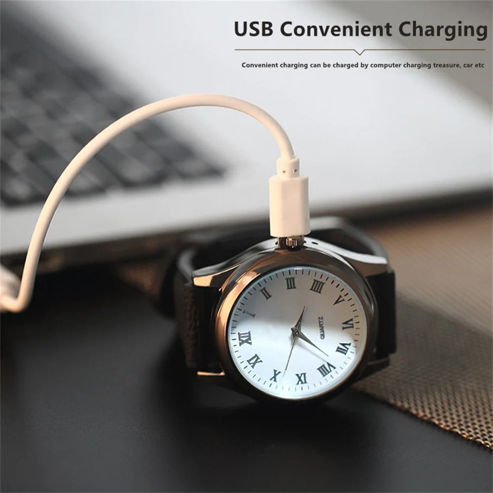 PN 1PC Watch Style Metal Coil Lighter accendini per orologi da uomo accendisigari USB ricaricabile strumenti per sigarette senza fiamma all'aperto