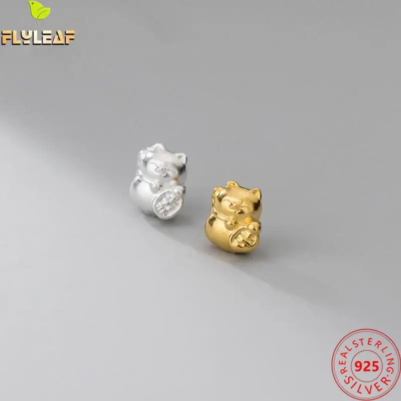

Real 925 Sterling Silver Lucky Cat Spacer Beads Jewelry Findings Diy Charm Bracelet Necklace Pendant Material 2022 New