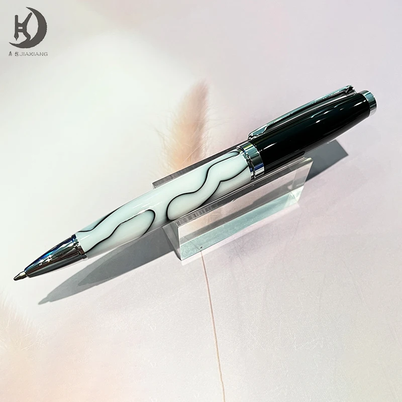 Pearl White Executive Luxury Ballpoint Pen - Elegant Acrylic & Metal Design