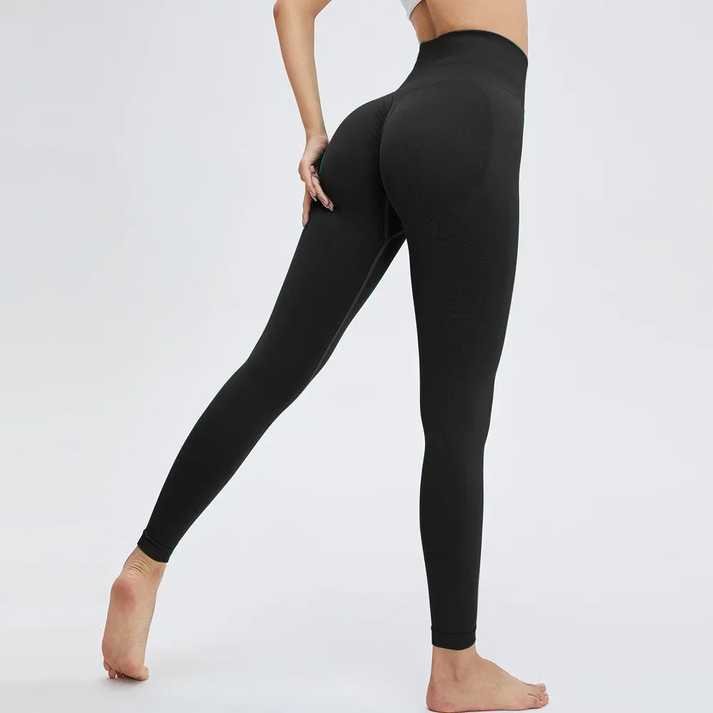 Yoga Pants Women's High Waist Tight Hip Lifting Pleated Seamless T-line Honey Peach Hip Yoga Pants