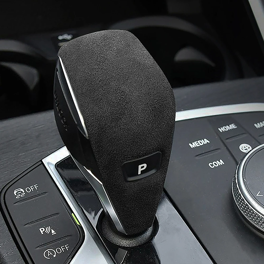 Suede Gear Shift Knob Cover Gearbox Panel Shifter Lever Sticker for BMW