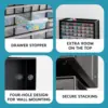 USA 44 Drawer Stackable Storage Cabinet for Hardware Parts Crafts, Black Small Brick Organizer Utility Chest 3