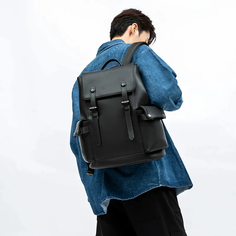 New Fashion Backpack Men Luxury Solid Leather Men's Backpack Business Travel Laptop Backpack Male High Capacity School Bag 3