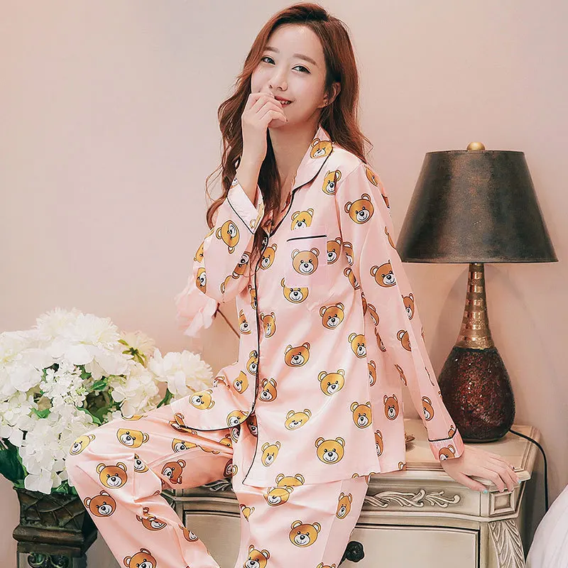 

High quality Women Pajamas Suit Soft satin Pajama Sleepwear