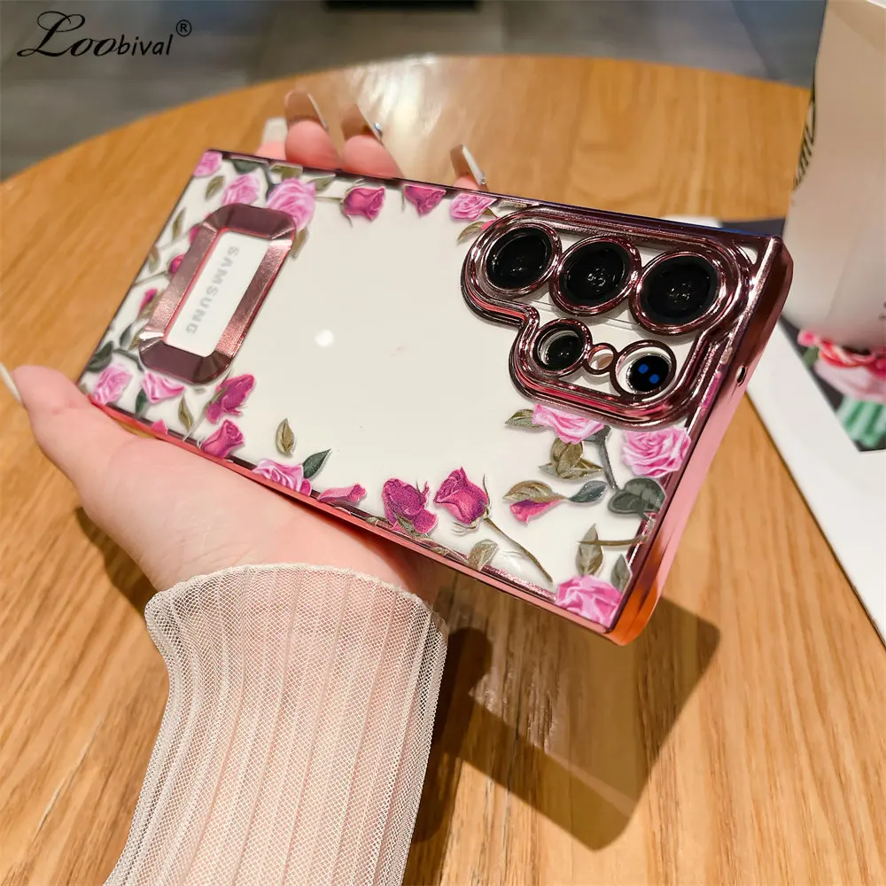 Luxury Floral Phone Case For Samsung Galaxy S23 Ultra S22 Plus_voghion.com