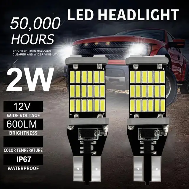 Car Signal Light T15 W16W LED Bulb T10 W5W 4014 LED Lights No Error High Power White Reverse Back Parking Lamps RED Blue Green 2