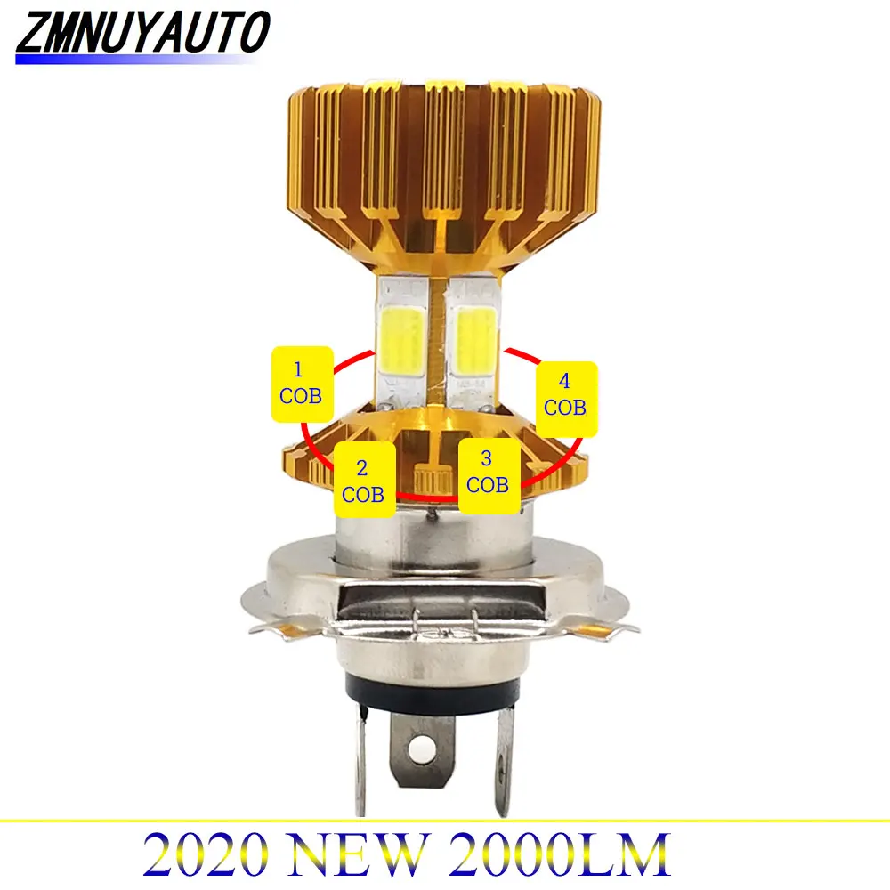 H6 Ba20D H4 Led Faro Moto Cob Led Moto Luce 4 Lati Chip 2000Lm Moto Fendinebbia Scooter Lampadina Led 12V 6000K