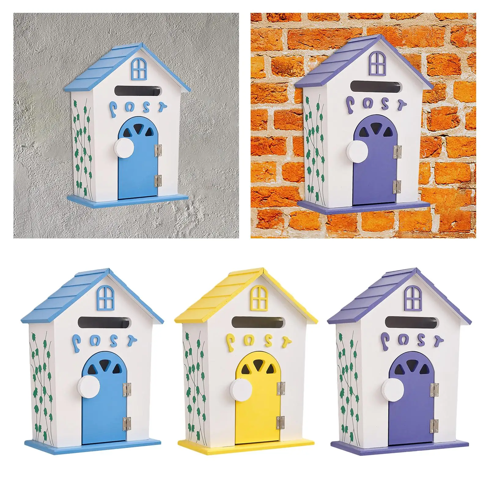 Wall Mount Mailbox Garden Wooden Post Box Rustic Sturdy Farmhouse Letter Box