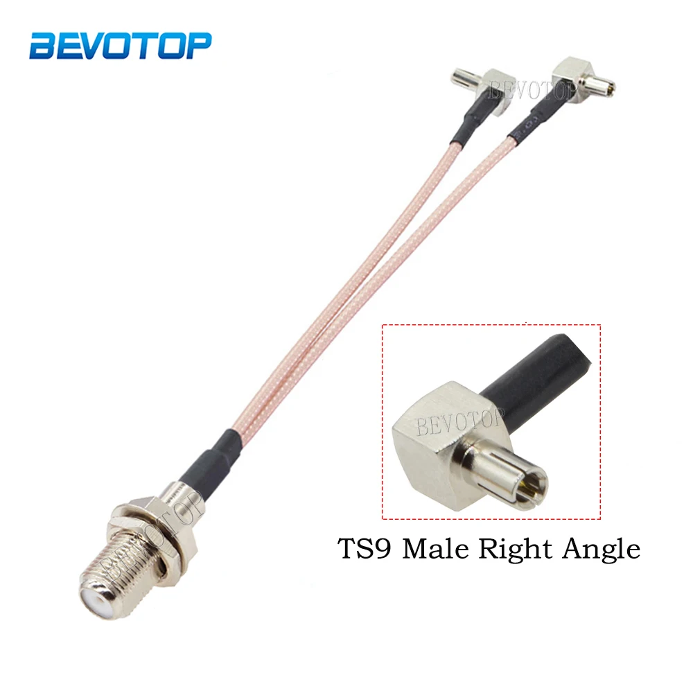 

RG-316 F Female to Dual TS9 Male Right Angle Y Type Splitter Combiner RG316 Jumper Pigtail 3G/4G Antenna Extension Cable 15cm