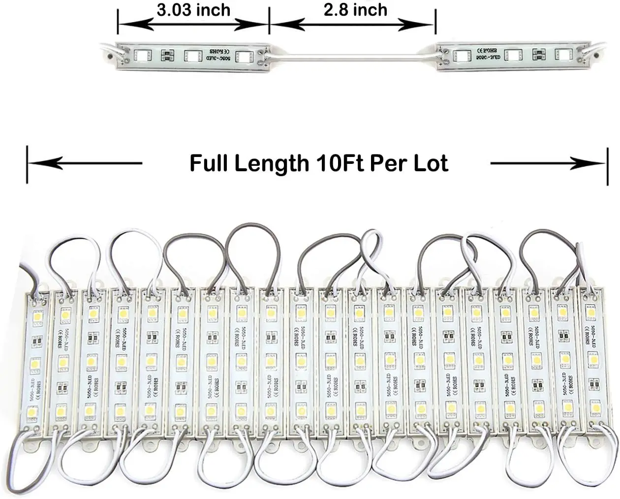 A Set Of Led Waterproof Module Lights, One Board With 60 Lights And 10ft White Light