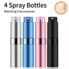 4PCS+6 Accessories Perfume Atomizer Refillable with 5 Spray Bottles, 2 Aluminum Funnel, 2 Dispensing Shenanigans, 2 Spring Straw 3