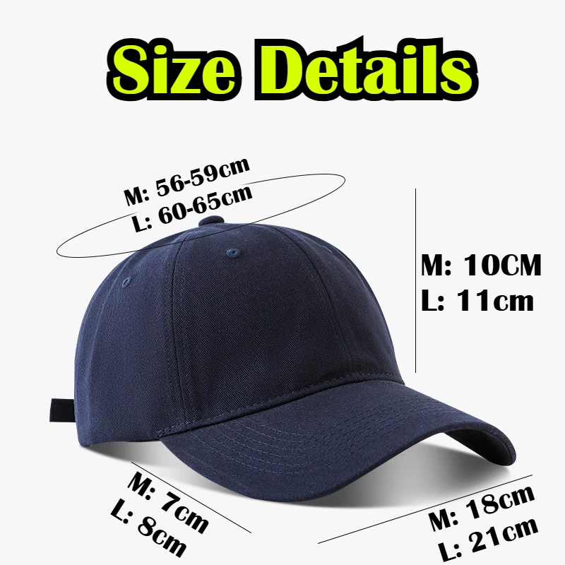 XXL-Baseballkappen in großen Größen, einfarbig, großer Kopf, gebürstete weiche Baumwolle, extra große Golfmützen mit niedrigem Profil, Damen-Oversize-Kappe für Herren – Detail 4
