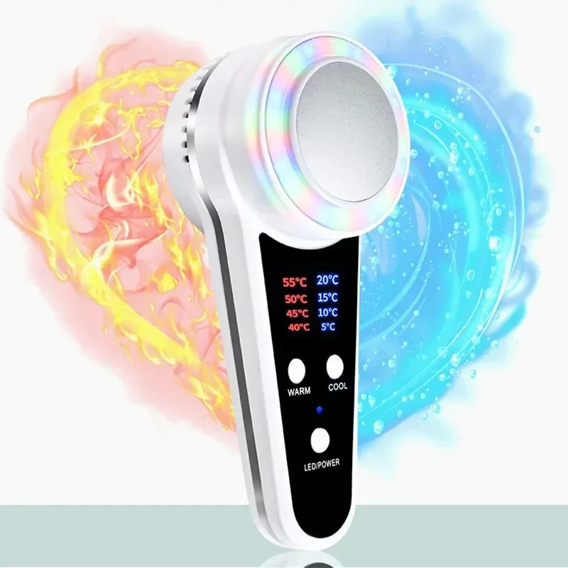 2026 Hot Cold Therapy Hammer Facial Device with Blue Red Photon for Skin Lifting Acne Treatment Anti Aging and Pore Minimizing