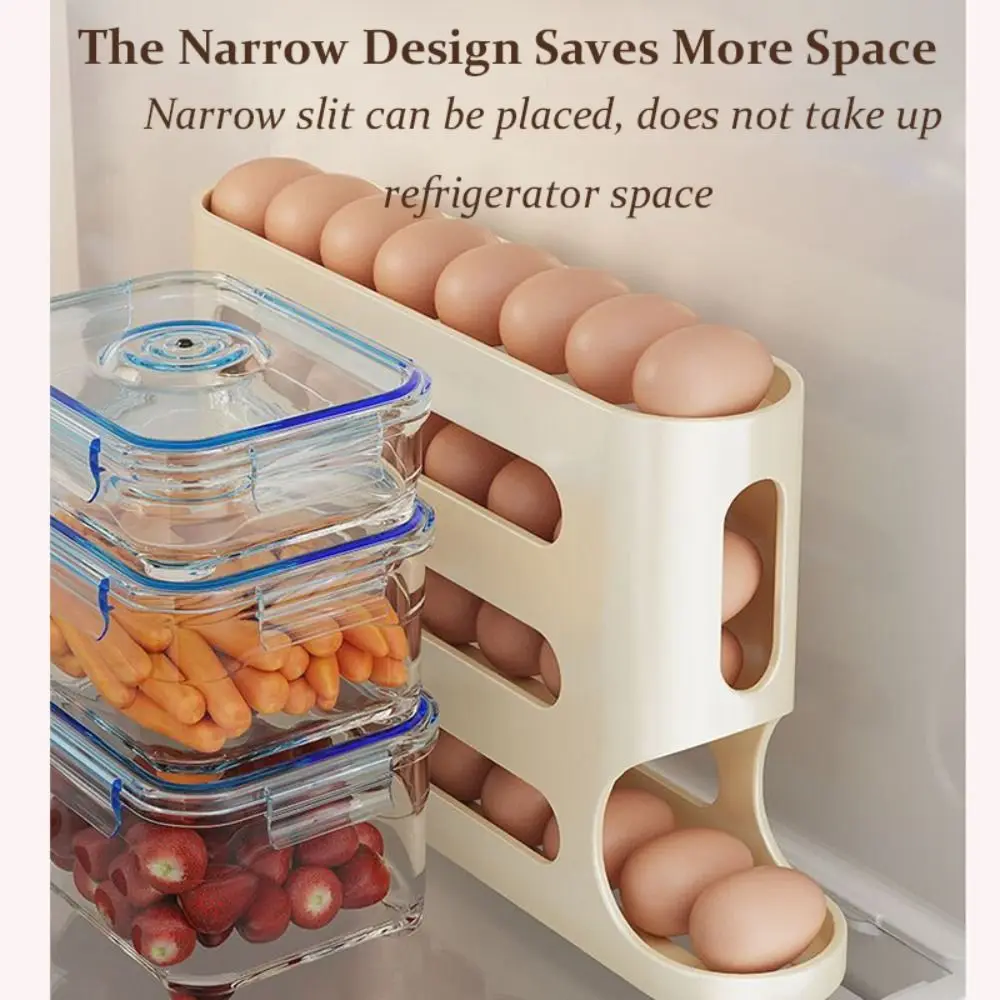 4 Layers Automatic Scrolling Egg Rack Holder Household Automatic Scrolling Egg Storage Box Large-capacity Dispenser
