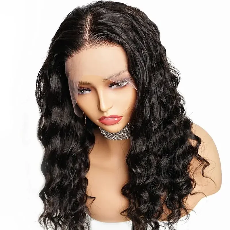 12-20 inch Loose Deep Wave Lace Front Human Hair Wigs Women 4x4 Pre-plucked Transparent Lace Closure Wig Natural Black BOBBI