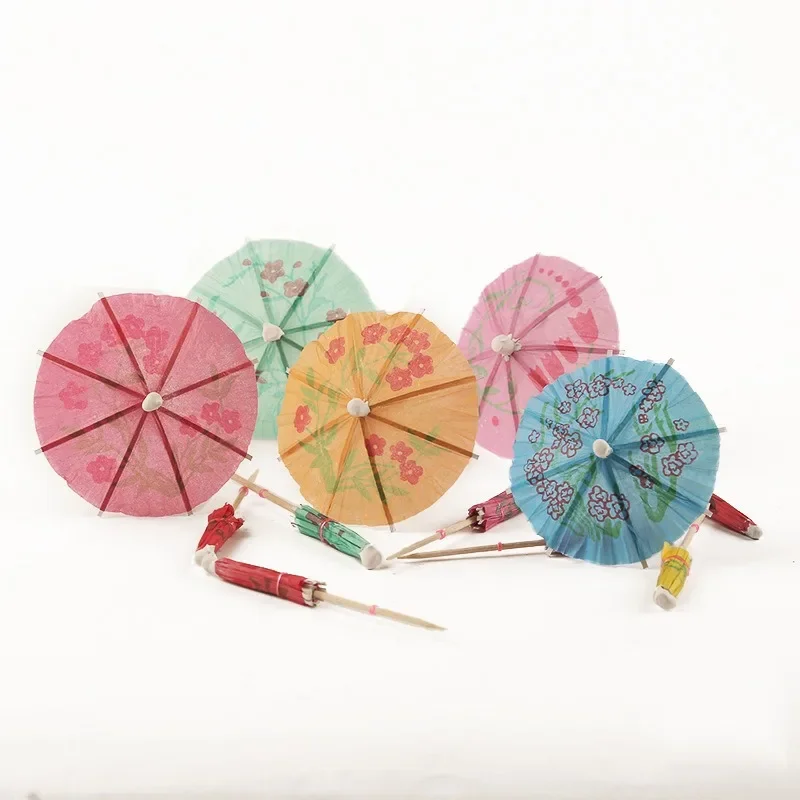 Paper Drink Cocktail Parasols Wedding Paper Umbrella Decoration Umbrellas Tropical Hawaiian Party Cocktail Accessories 50Pcs