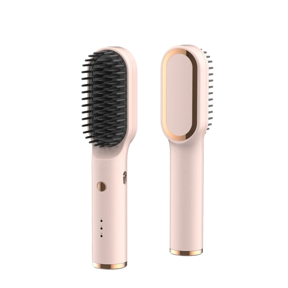 High Quality USB Rechargeable Wireless Negative Ion Straighten Hair Brushes Smoothing Fast Heated Electric Hair Straighten Comb