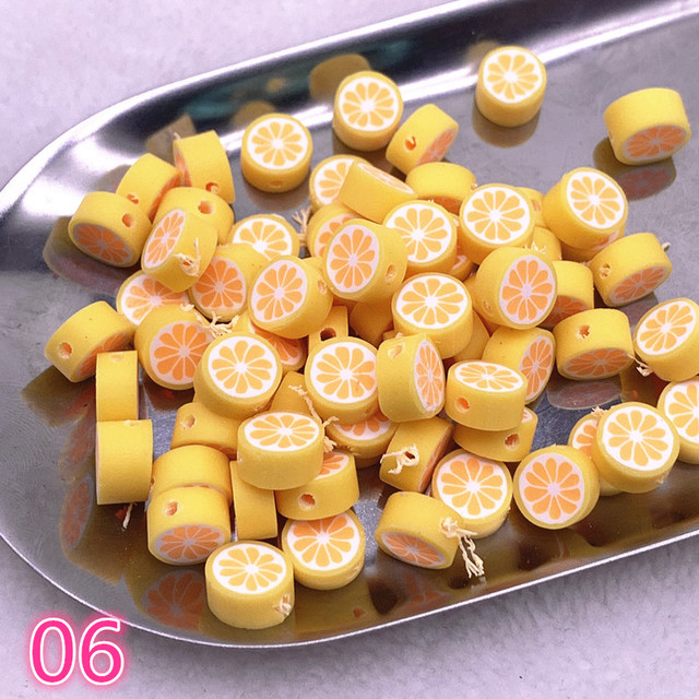 10mm Color Fruit Beads Polymer Clay Beads Polymer Clay Spacer Loose Beads for Jewelry Making DIY Bracelet Accessories