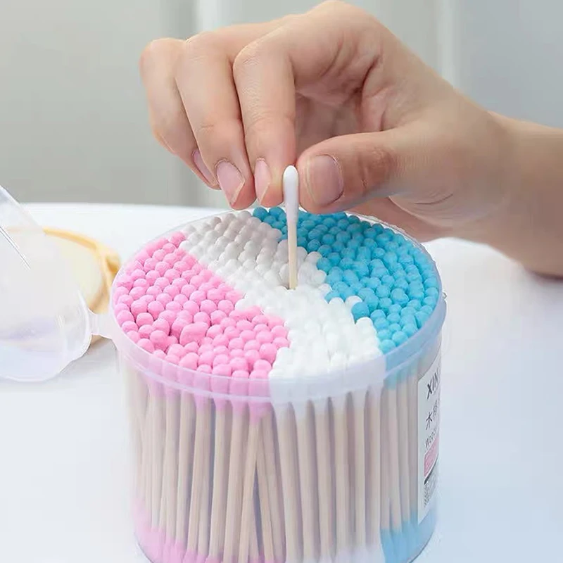 Disposable Makeup Cotton Swab Colored Bamboo Cotton Swab Wood Sticks Soft Buds Cleaning Of Ears Tampons 300PCS