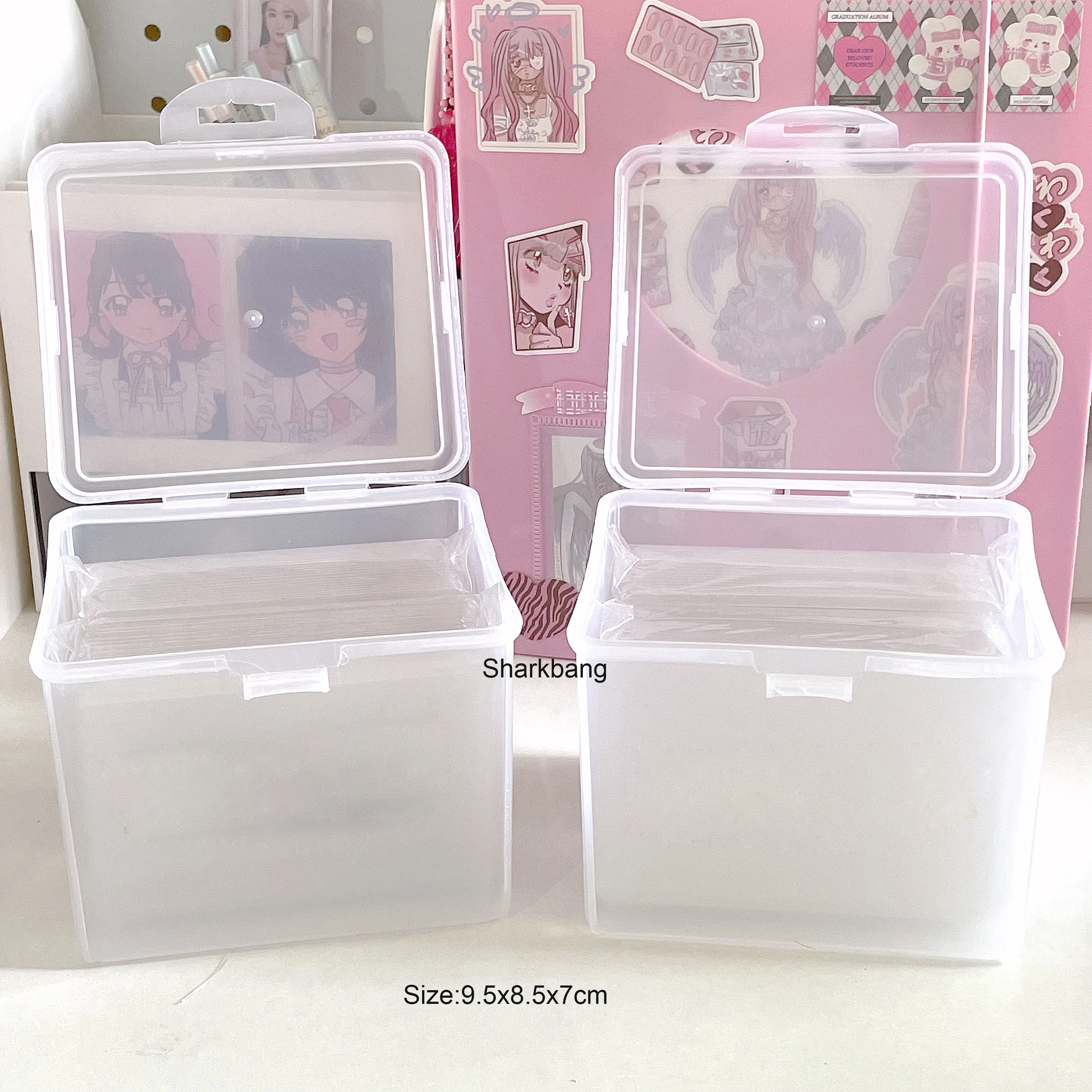 Sharkbang ABS Flip Storage Box Transparent Desktop Organizer Large Capacity Postcards Stickers Box Subpackage Holder Stationery desktop storage box stationery storage box