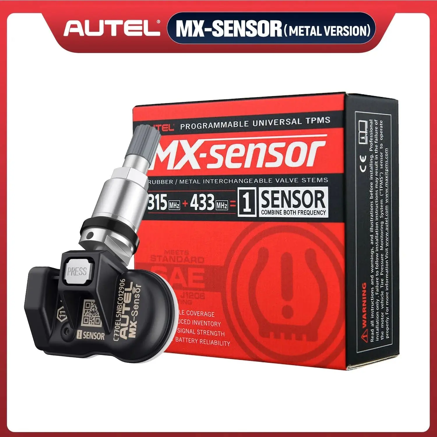1 個 Autel TPMS MX センサー 315MHz & 433MHz 2in1 タイヤ
