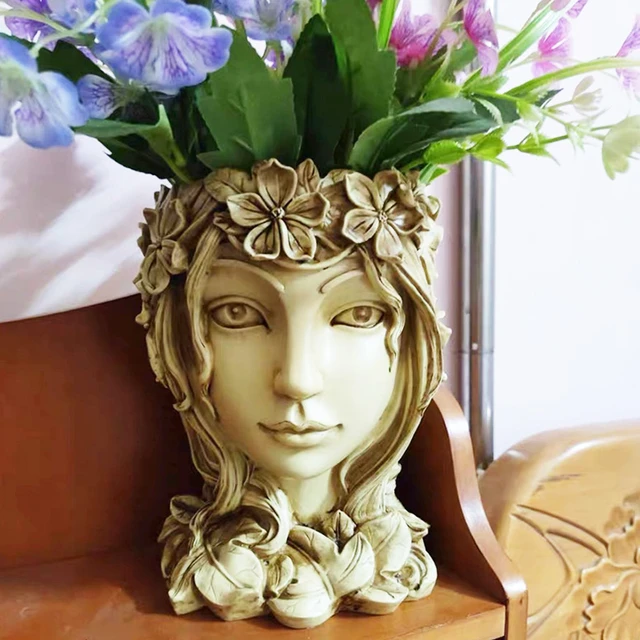 Comprar Estatua de cabeza de cara de niña, maceta para flores, macetas para  plantas suculentas, maceta nórdica (UNA)