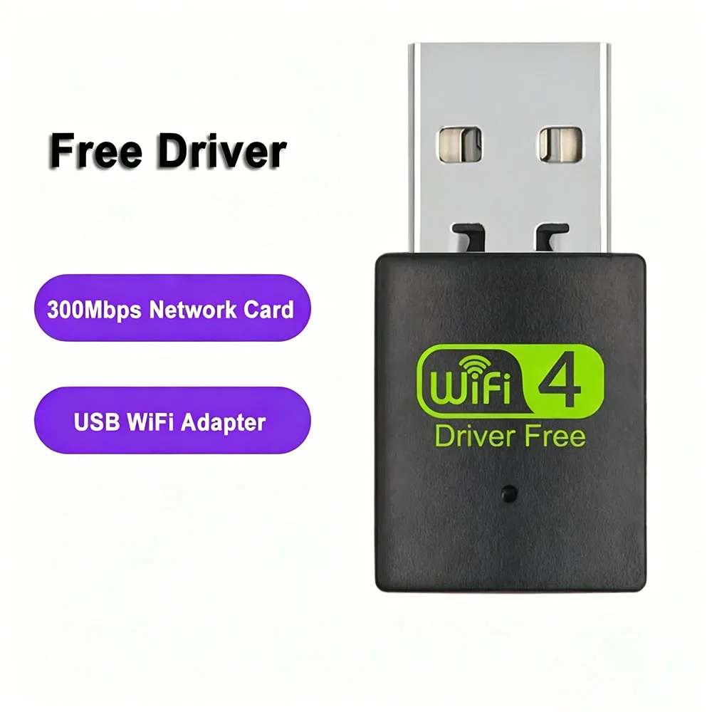300Mbps USB WiFi 어댑터 802.11n 무선 네트워크 카드 Windows 노트북 데스크탑 PC용 WiFi 수신기 WPA/WPA2 WiFi4 드라이버 무료