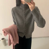 New Soft Comfortable Stand-Up Collar Sweater Cardigan Women Simple Single Breasted Cardigans Coat Autumn Solid Knitted Outerwear - Image 2