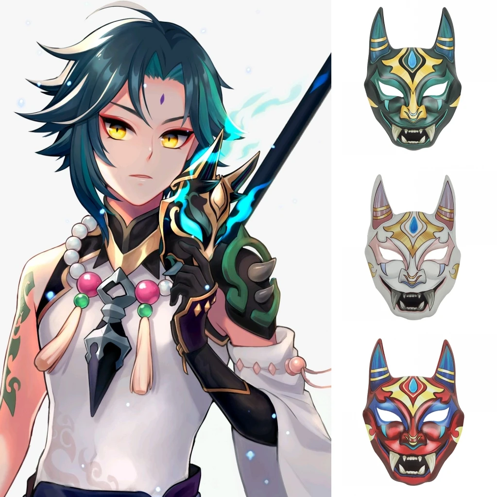 Genshin Impact Xiao Hannya Косплей Взрослый ПУ + маска из ЭВА Шлем Хэллоуин маскарад Вечерние