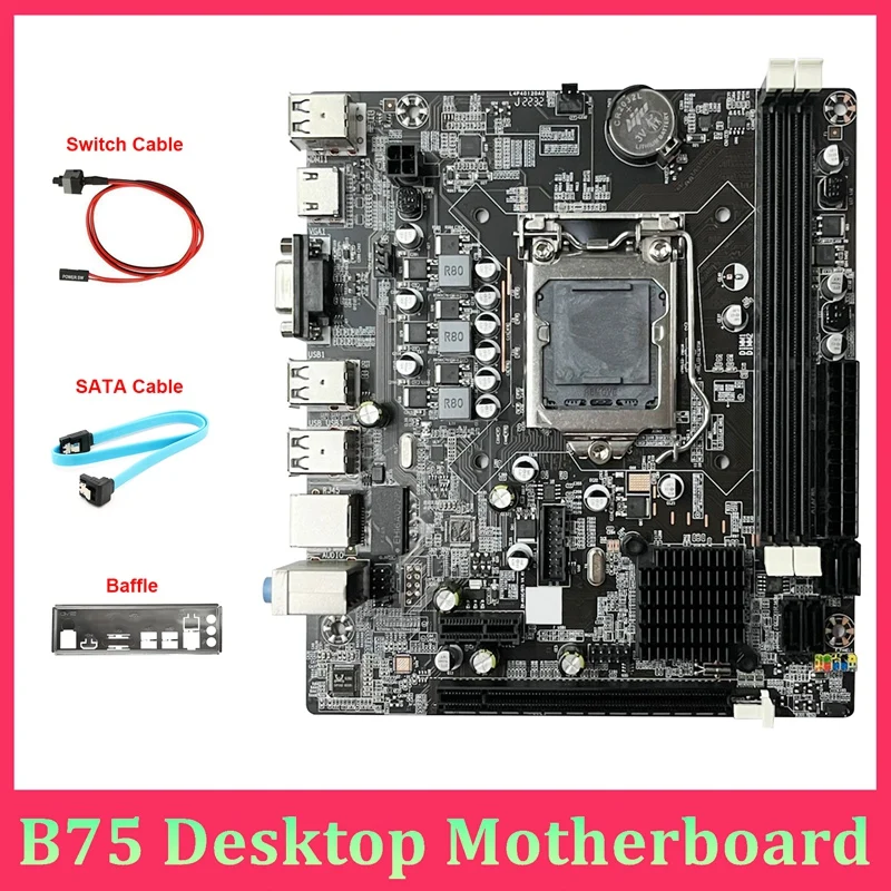 

B75 Motherboard +SATA Cable+Switch Cable+Baffle LGA1155 DDR3 Support 2X8G PCI E 16X For I3 I5 I7 Series Pentium Celeron CPU