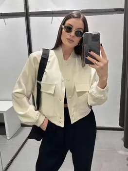 Moda donna con tasche giacca bomber cappotti vintage manica lunga bottone frontale capispalla femminile casual top chic 1