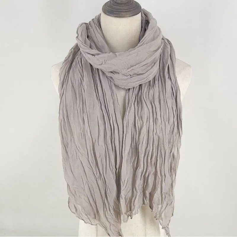 Long Scarves For Women Soft Cotton & Linen Scarf Breathable And Comfortable Shawl For Autumn & Winter 180*70cm Solid Color Wraps - 4