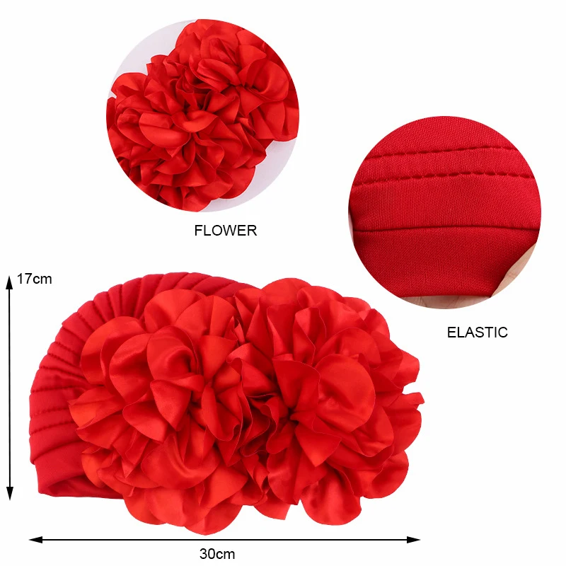 Big Flower India Hat Women\'s Turban Caps African ASO Oke Headtie Female Headscarf Bonnet Muslim Head Wraps