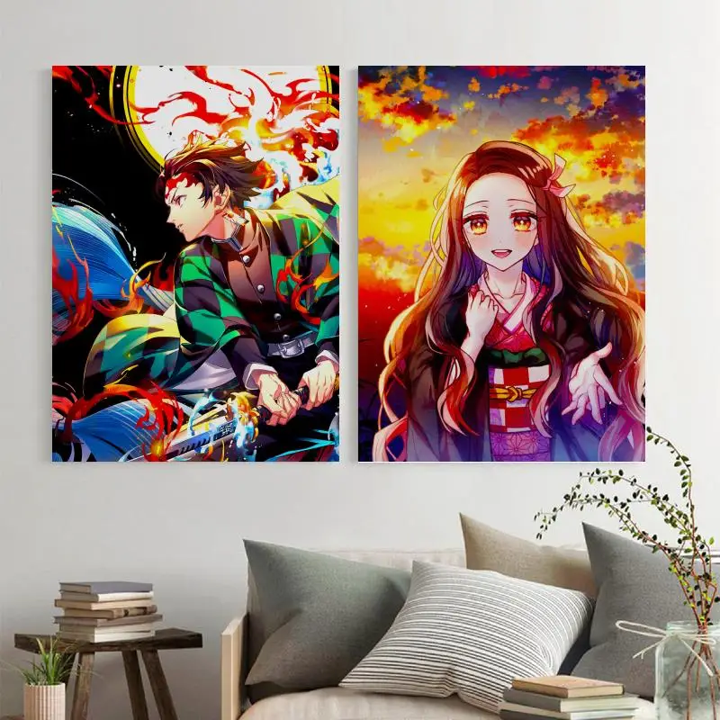

Anime Demon Slayer Kimetsu Canvas Art Poster and Wall Art Picture Print Modern Family bedroom Decor Posters