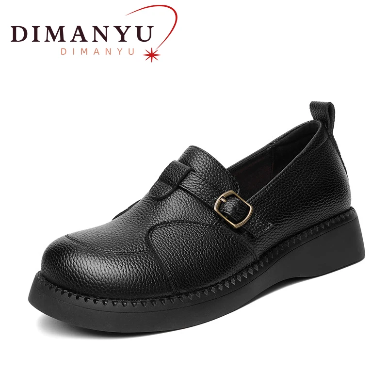 DIMANYU Ladies Loafers Genuine Leather 2024 Spring New Flat Women's Shoes Non-slip Casual Shoes For Women