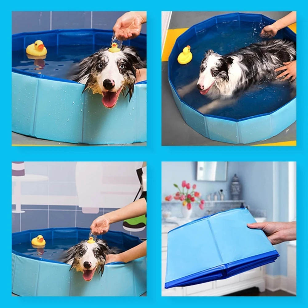 Dog Swimming Pool Foldable Pet Dog Bathing Tub Indoor Outdoor Summer Cool Bath Wash Accessories