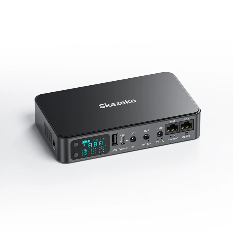 6-port UPS Uninterruptible Power Supply With LCD Display USB+Type C Output DC5V9V12V2A Adjustable UPS Power Backup Supply