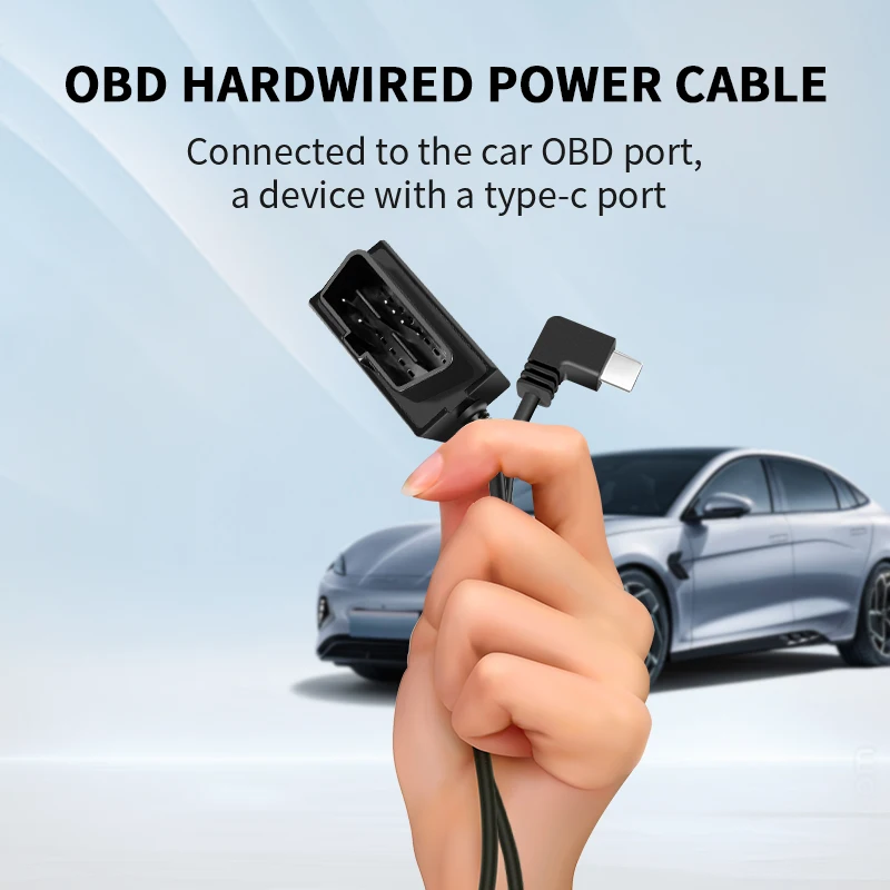 Power supply line for the car camera, enabling parking monitoring. 3.3-meter length, compatible with 12-24V.