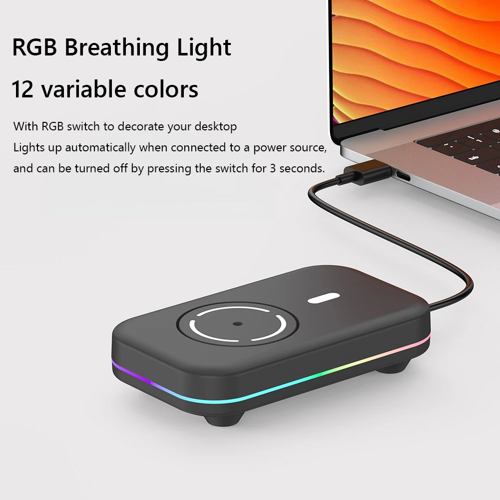 감지 불가 자동 마우스 위글러 RGB 조명 마우스 이동 장치, 소프트웨어 불필요, 드라이버 필요 없음, 컴퓨터 노트북 활성 유지